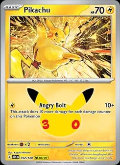 Pikachu, card 052 from Pikachu Rare