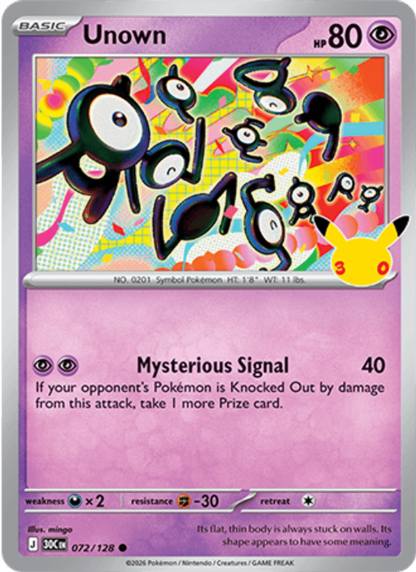 Unown, card 072 from 30th Celebration
