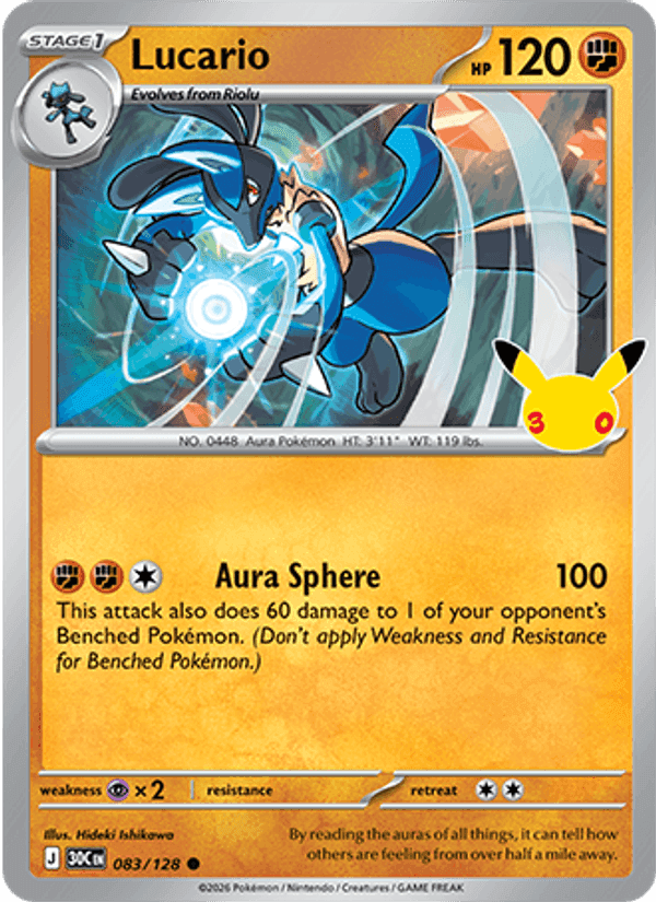 Lucario, card 083 from 30th Celebration