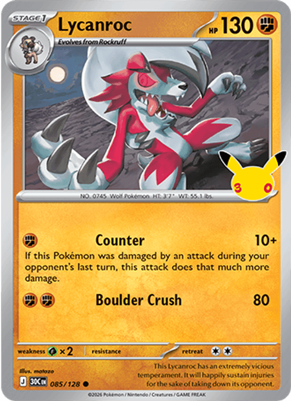 Lycanroc, carta 085 de Celebração de 30 Anos