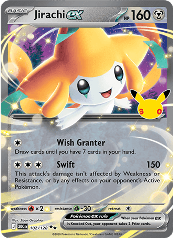 Jirachi ex, card 102 from 30th Celebration