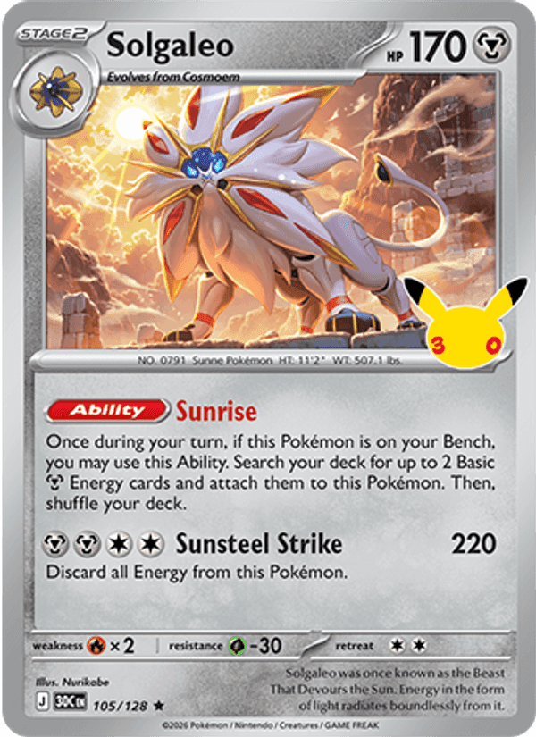 Solgaleo, carta 105 di 30th Celebration