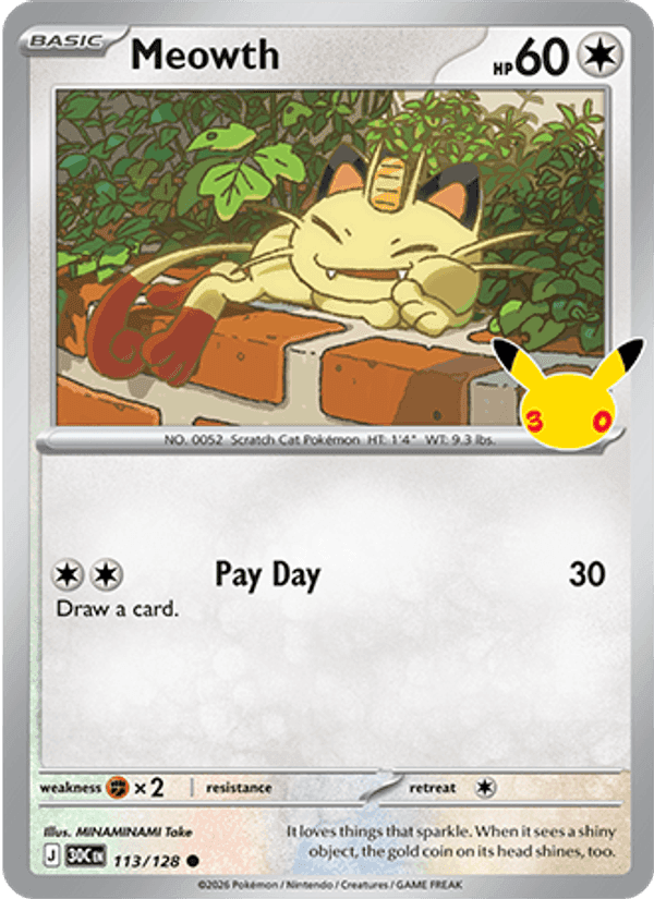Meowth, card 113 from 30th Celebration