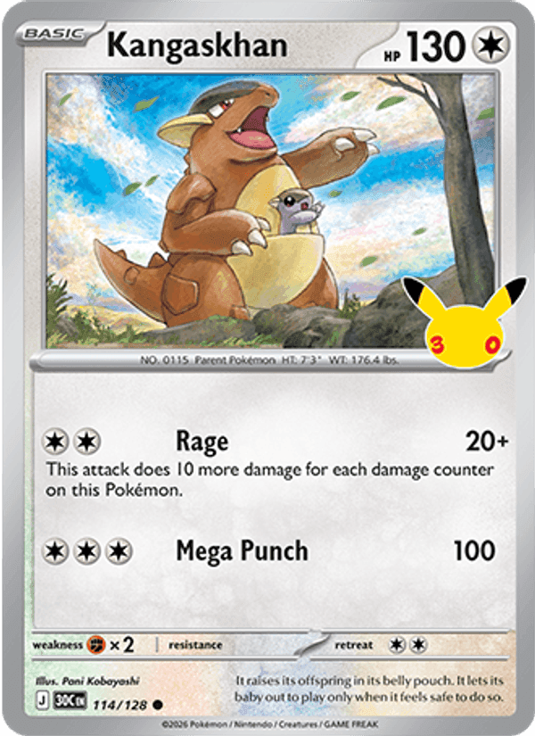 Kangaskhan, card 114 from 30th Celebration