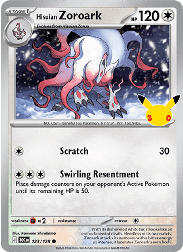 Hisuian Zoroark, carte 123 de 30th Celebration