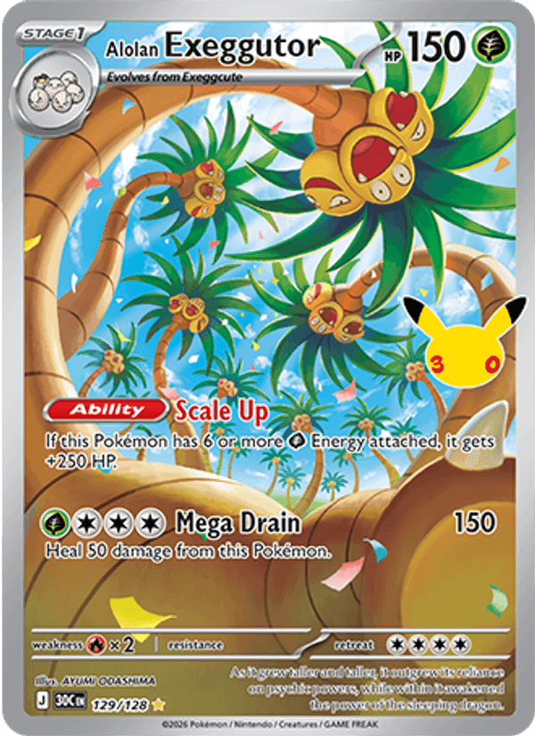 Alolan Exeggutor, card 129 from 30th Celebration