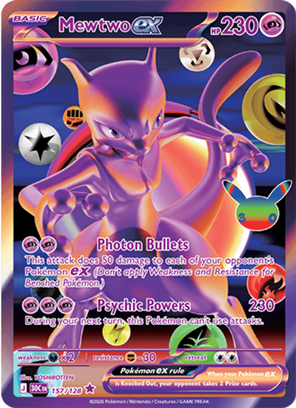 Mewtwo ex, card 157 from 30th Celebration