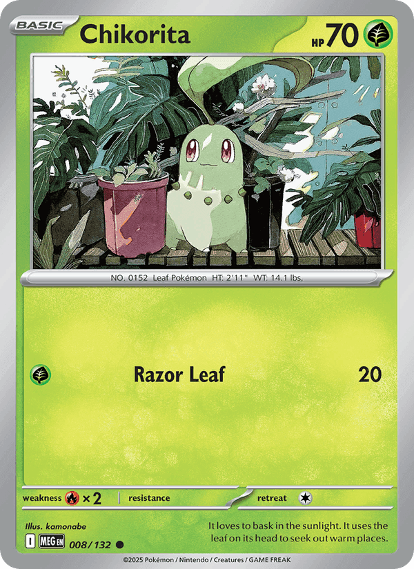 Chikorita, card 008 from Mega Evolution