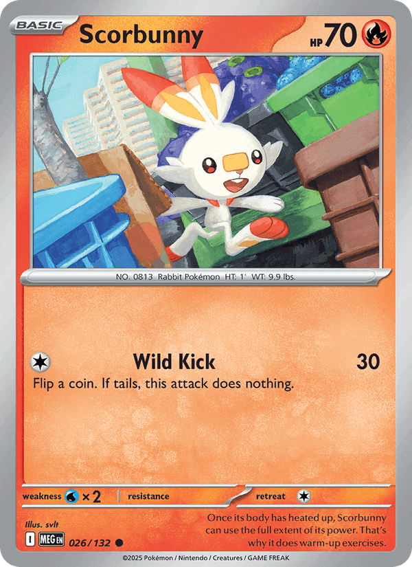 Scorbunny, card 026 from Mega Evolution