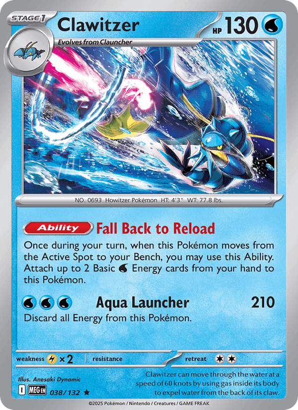 Clawitzer, card 038 from Mega Evolution