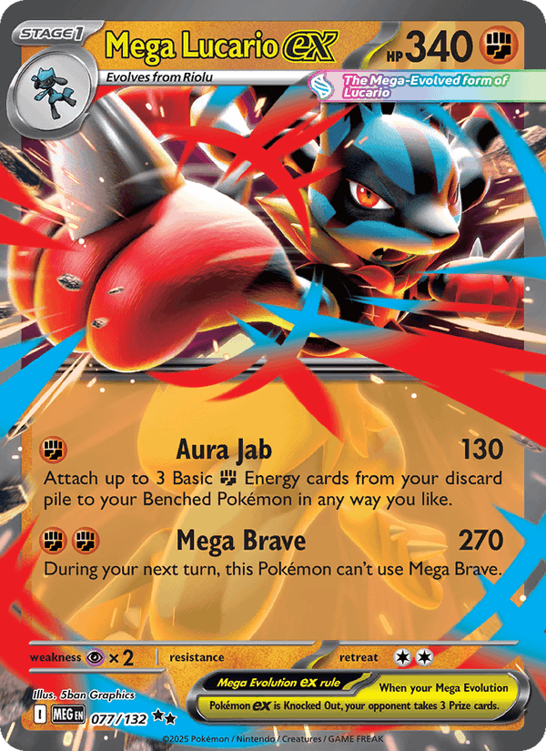 Mega Lucario ex, card 077 from Mega Evolution