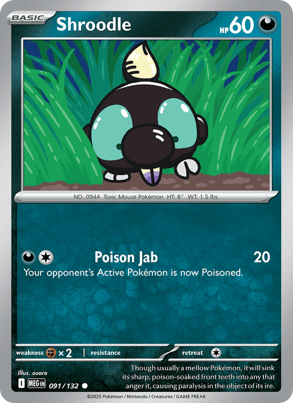Shroodle, card 091 from Mega Evolution