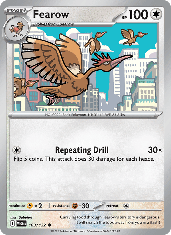 Fearow, card 103 from Mega Evolution
