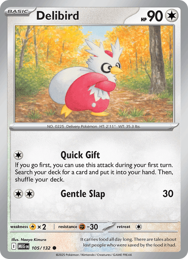 Delibird, card 105 from Mega Evolution