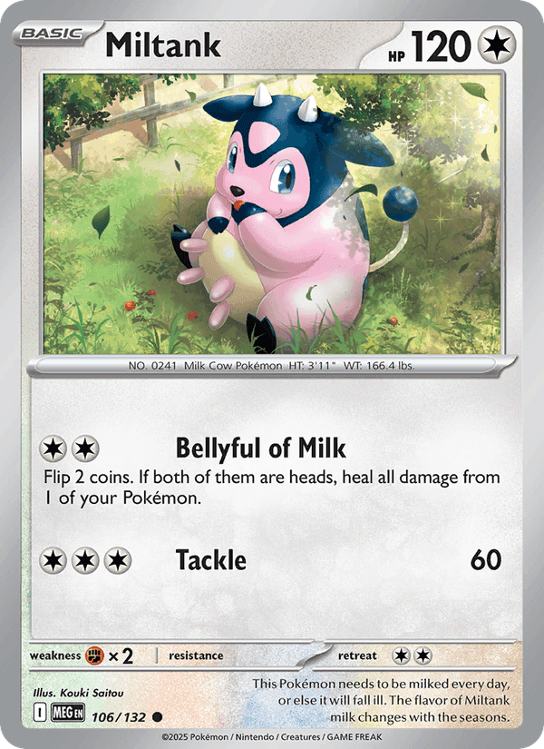 Miltank, card 106 from Mega Evolution