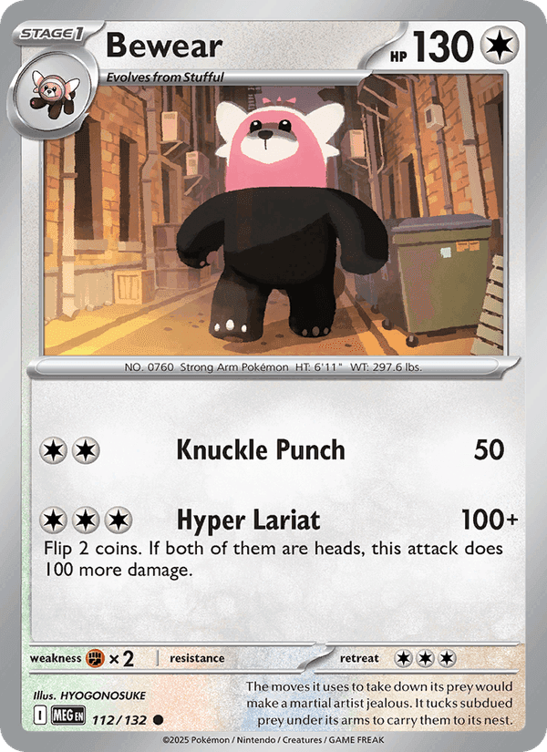 Bewear, card 112 from Mega Evolution