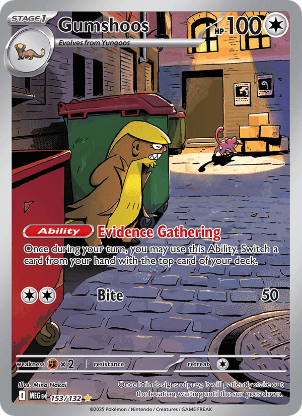 Gumshoos, card 153 from Mega Evolution
