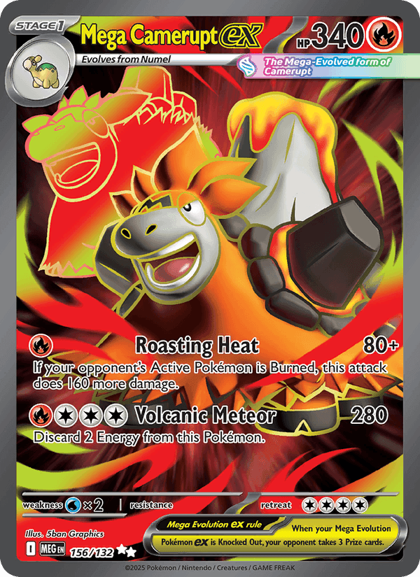Mega Camerupt ex, card 156 from Mega Evolution