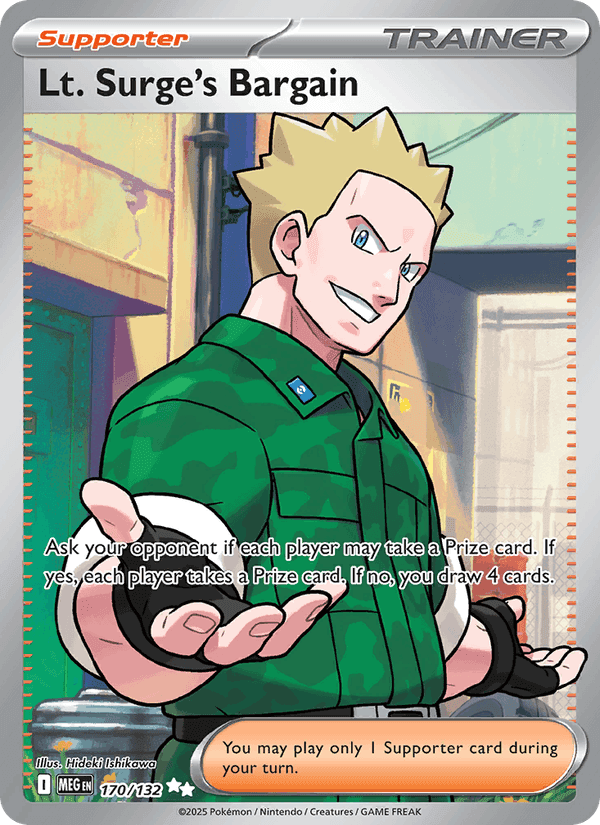 Lt. Surge's Bargain, card 170 from Mega Evolution