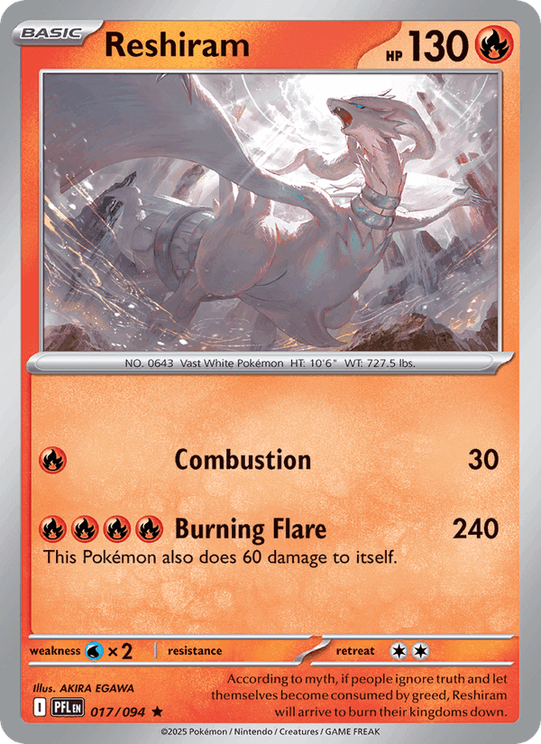 Reshiram, card 017 from Phantasmal Flames