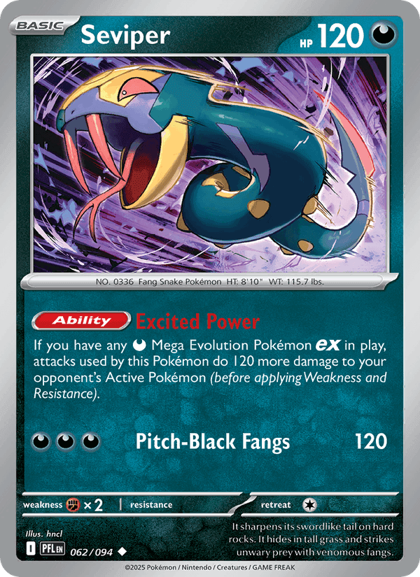 Seviper, card 062 from Phantasmal Flames