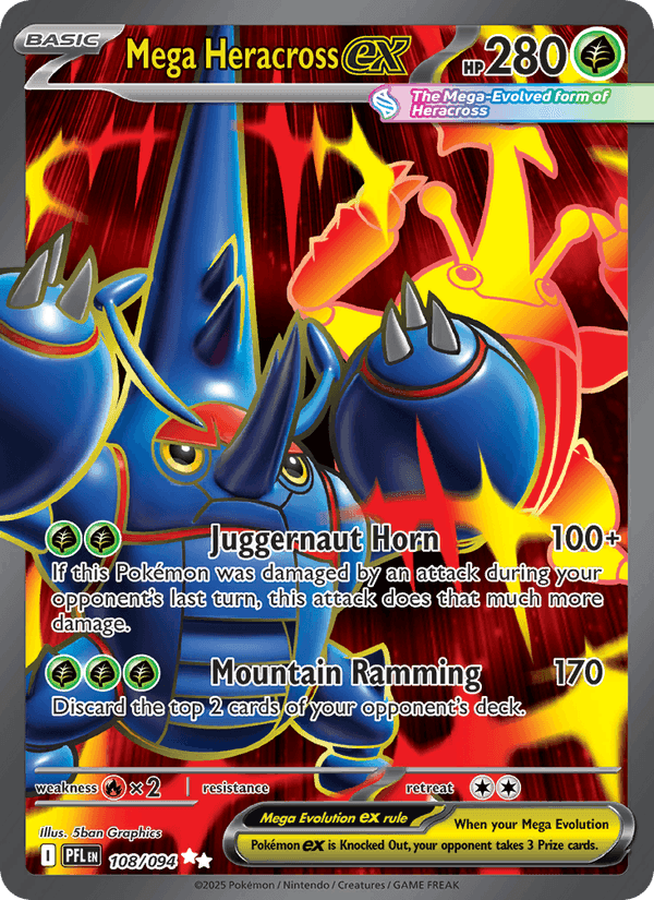 Mega Heracross ex, card 108 from Phantasmal Flames