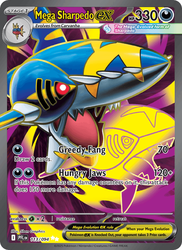 Mega Sharpedo ex, card 113 from Phantasmal Flames