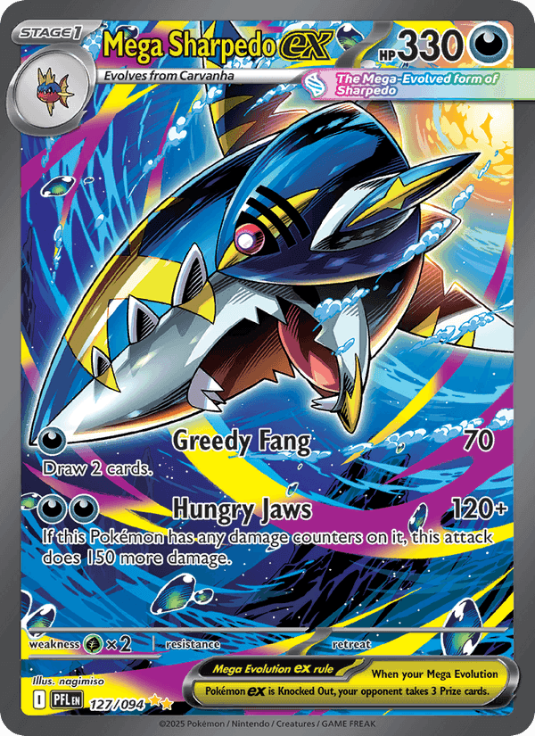 Mega Sharpedo ex, card 127 from Phantasmal Flames