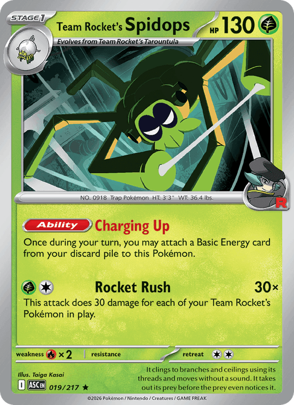 Ascended Heroes の 019 番、Team Rocket's Spidops