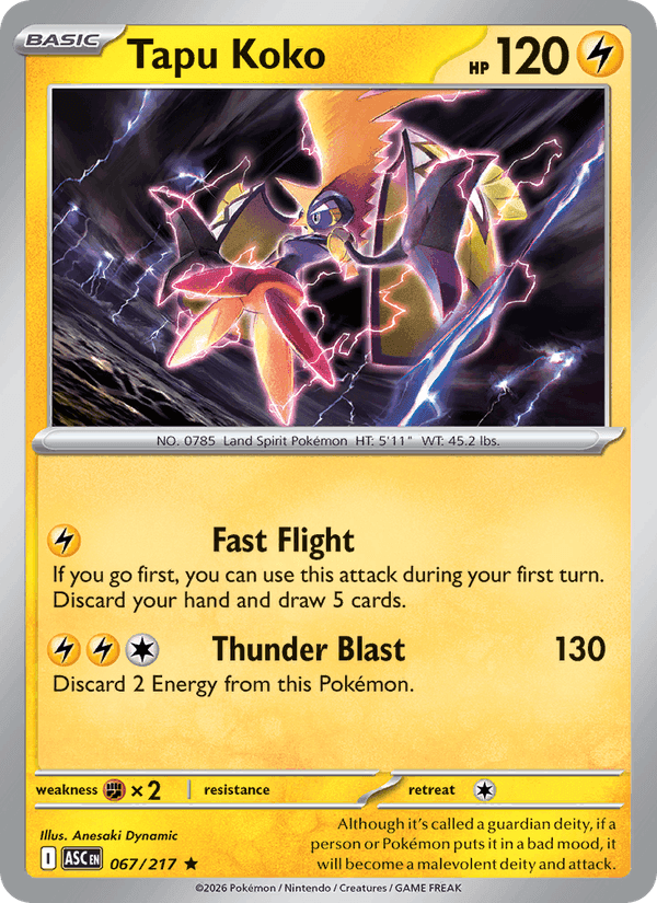 Tapu Koko, card 067 from Ascended Heroes