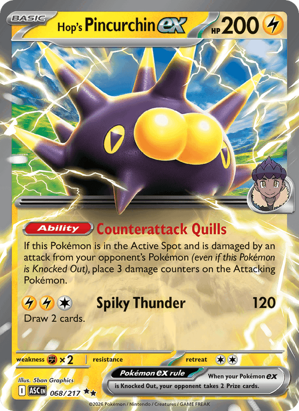 Hop's Pincurchin ex, card 068 from Ascended Heroes