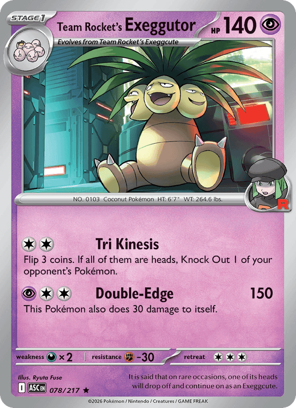 Team Rocket's Exeggutor, card 078 from Ascended Heroes