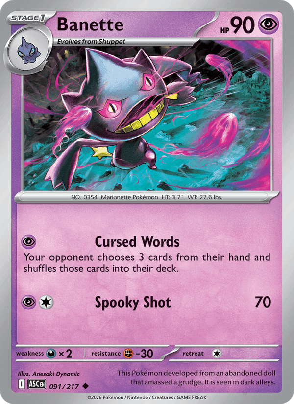 Banette, card 091 from Ascended Heroes