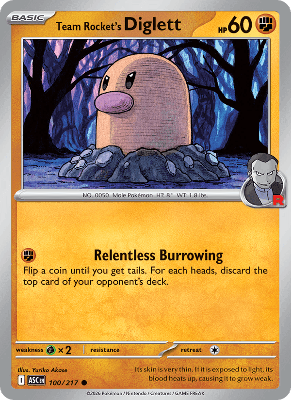 Team Rocket's Diglett, card 100 from Ascended Heroes