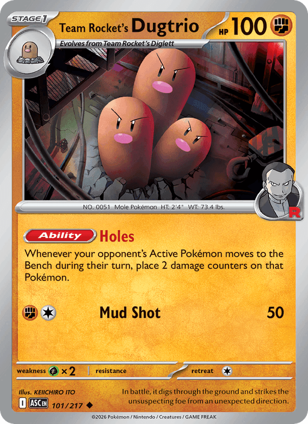 Team Rocket's Dugtrio, card 101 from Ascended Heroes