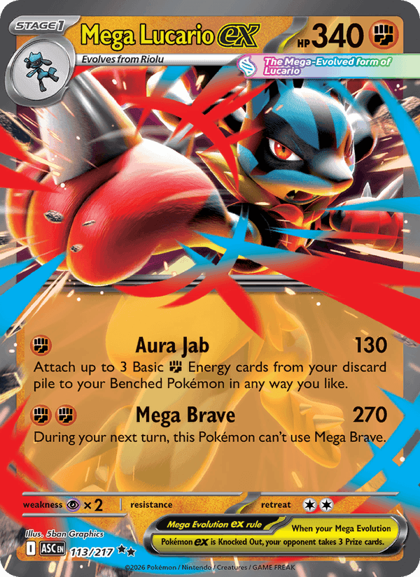 Mega Lucario ex, card 113 from Ascended Heroes