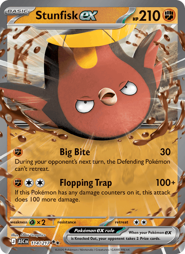 Stunfisk ex, card 114 from Ascended Heroes