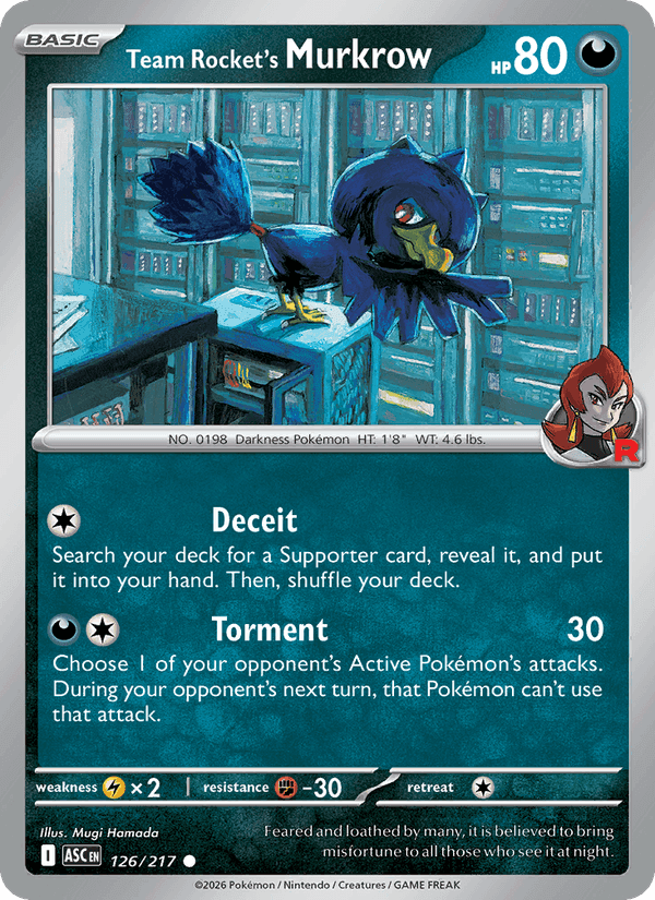 Team Rocket's Murkrow, card 126 from Ascended Heroes