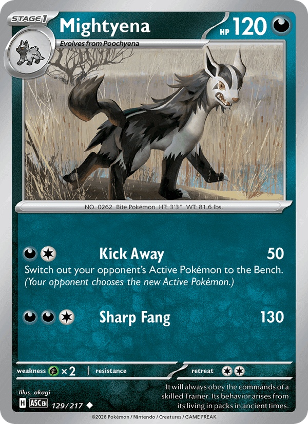 Mightyena, card 129 from Ascended Heroes