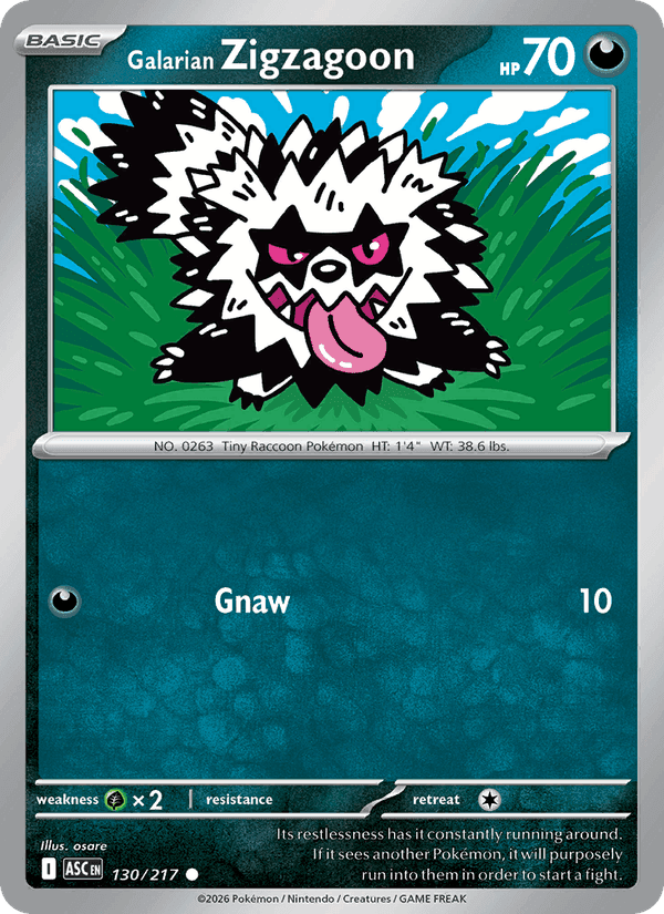 Galarian Zigzagoon, card 130 from Ascended Heroes