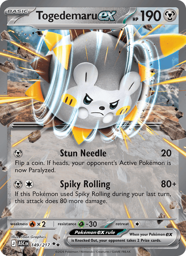 Togedemaru ex, card 149 from Ascended Heroes