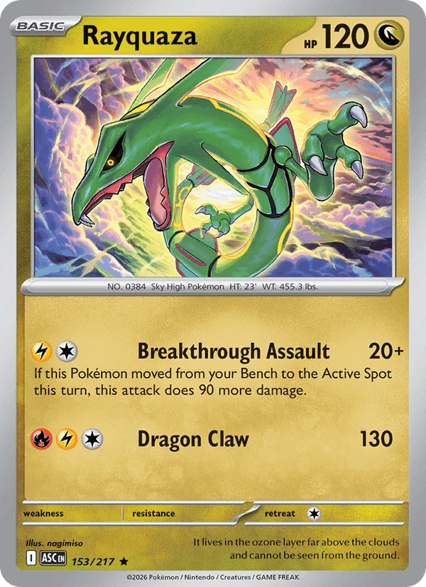 Rayquaza, card 153 from Ascended Heroes