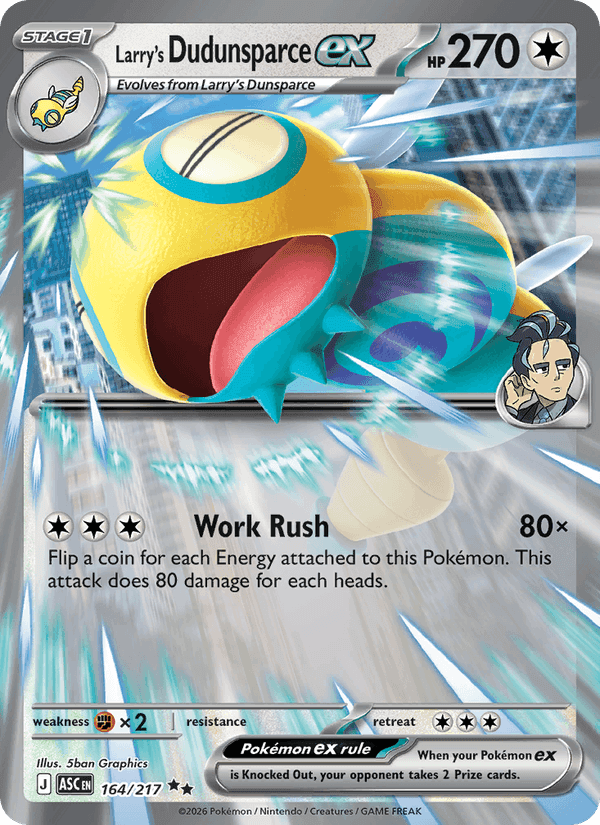 Larry's Dudunsparce ex, card 164 from Ascended Heroes