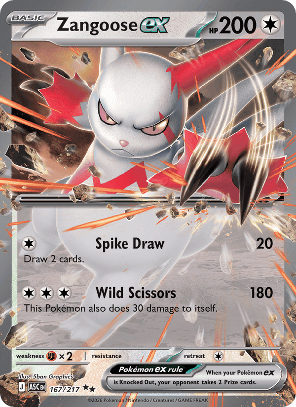 Zangoose ex, card 167 from Ascended Heroes