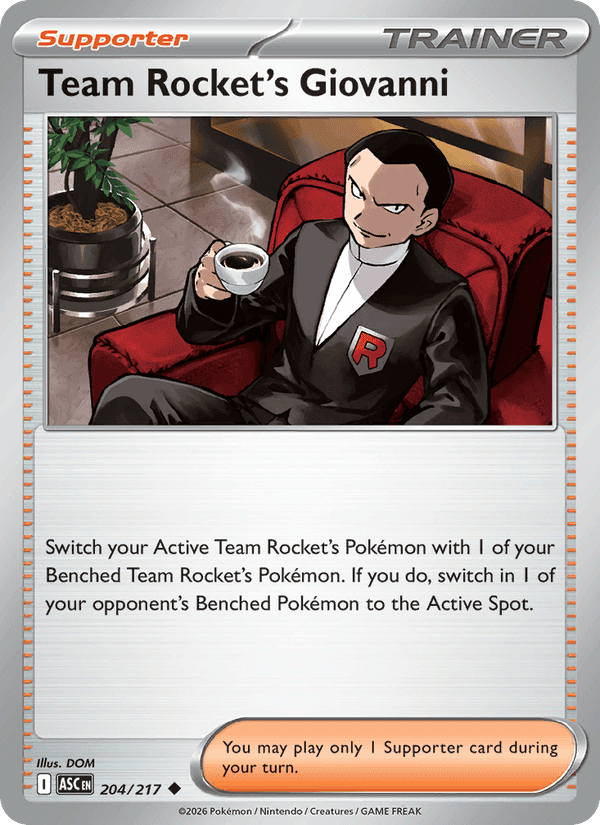 Team Rocket's Giovanni, card 204 from Ascended Heroes