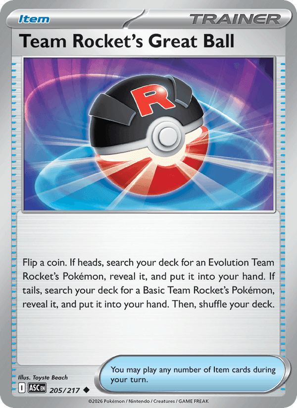 Team Rocket's Great Ball, card 205 from Ascended Heroes