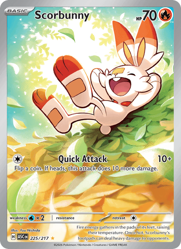 Ascended Heroes の 225 番、Scorbunny