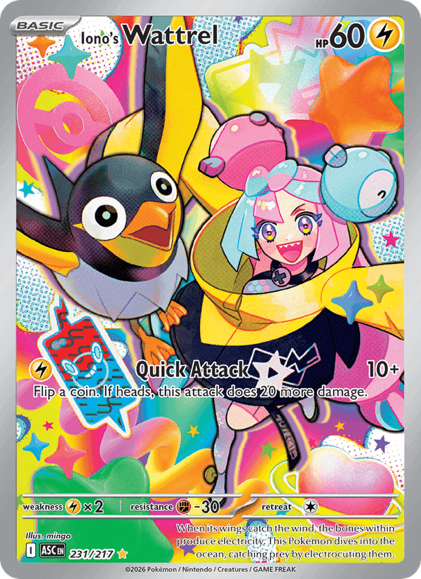 Iono's Wattrel, card 231 from Ascended Heroes