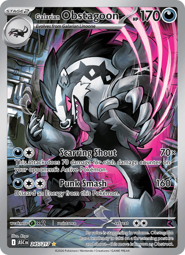 Galarian Obstagoon, card 245 from Ascended Heroes