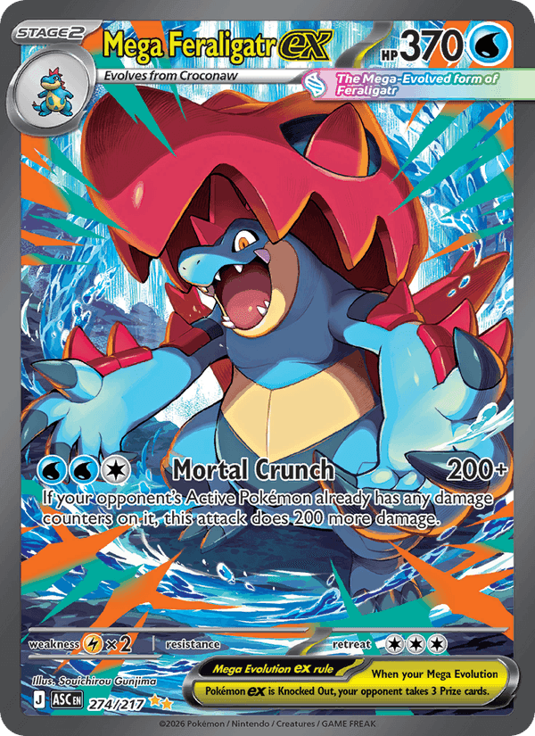 Mega Feraligatr ex, card 274 from Ascended Heroes